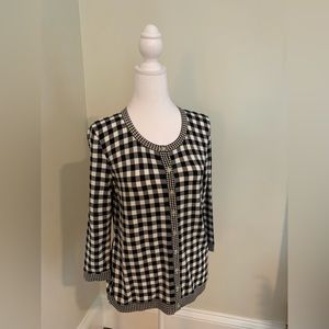 TALBOTS size small gingham print cardigan black and white